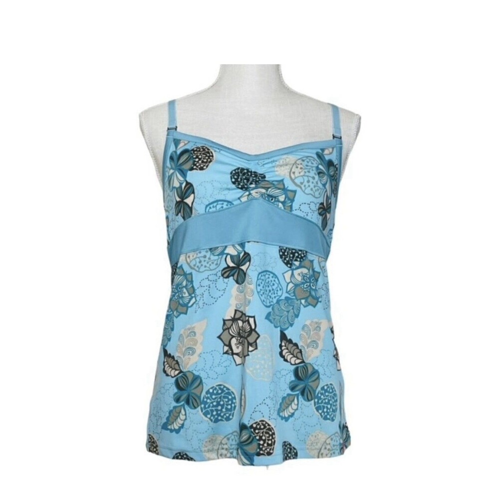 North Face Floral Vaporwick Tank Top Built In Bra Racerback Stretch Athletic M